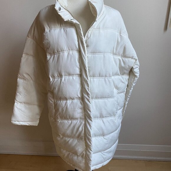 THREAD & Supply BNWT Women White Puffy Jacket Small Full Zip Water Resistant - Picture 2 of 7